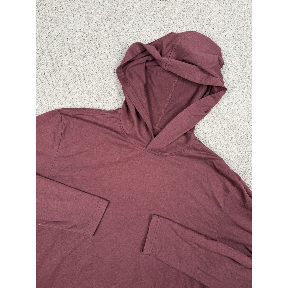 BYLT Hoodie Mens S Maroon Drop Cut Hooded Long Sleeve Athletic Curved Hem